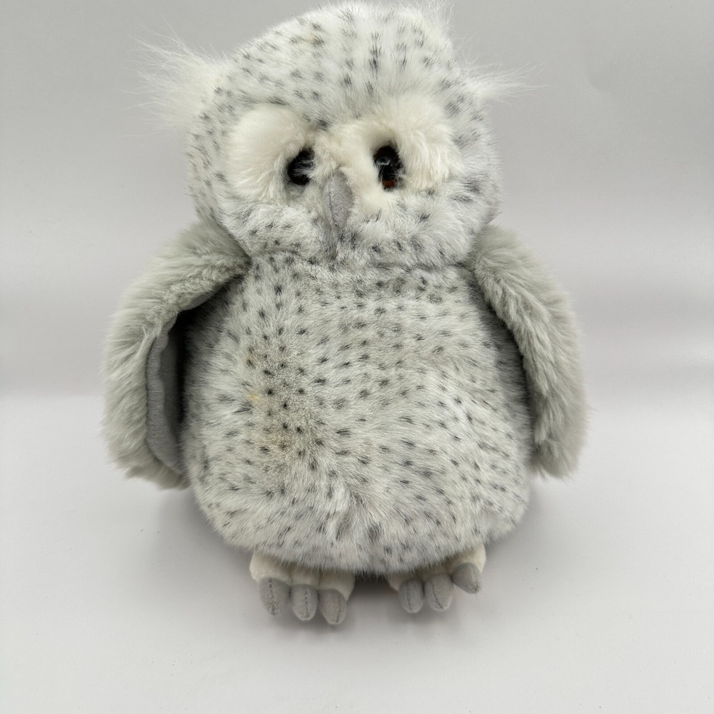 Vintage RUSS Oogles Owl Plush Stuffed Toy Gray White‎ Spotted 8" Plushie